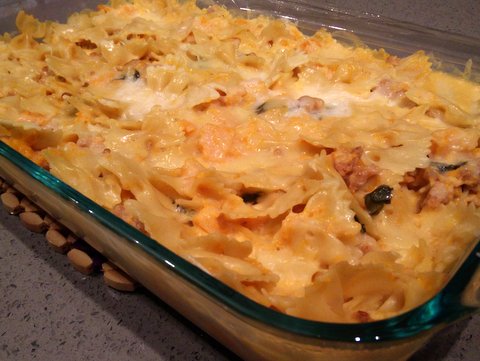 Baked Cheesy Butternut Squash and Sausage Bow Tie&nbsp;Pasta