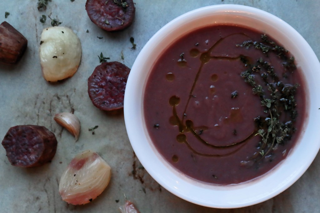 7 Ingredient Garlicy Rosemary Purple Yam Soup&nbsp;(V+GF)